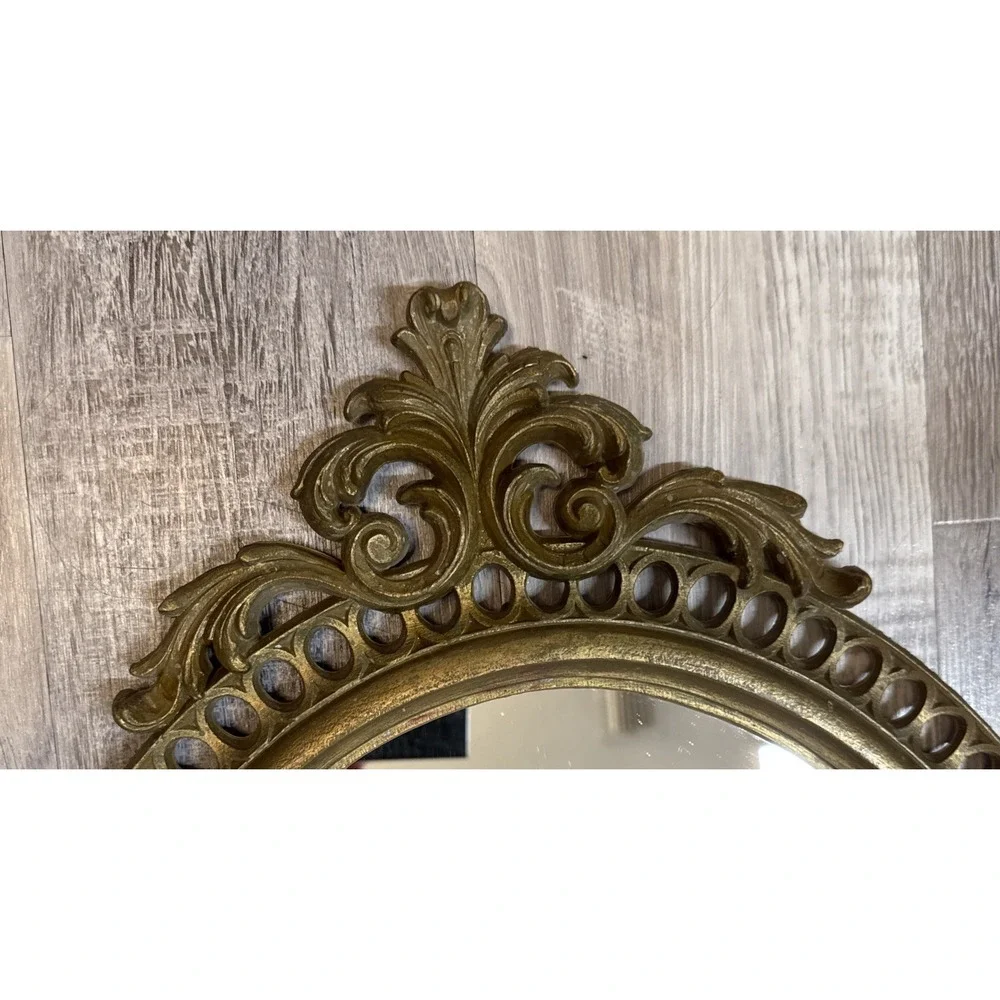 Vintage Burwood #4421 Hollywood Regency Oval Gold Wall Mirror Ornate